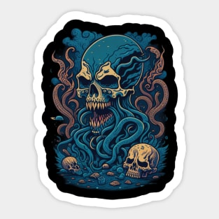 kraken with skull Sticker